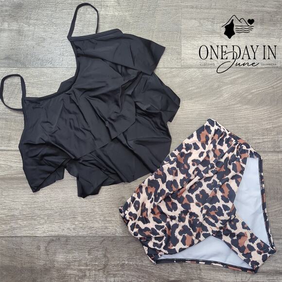 Adisputent Flounce High Waist Bikini Swimsuit Size S - Picture 3 of 7